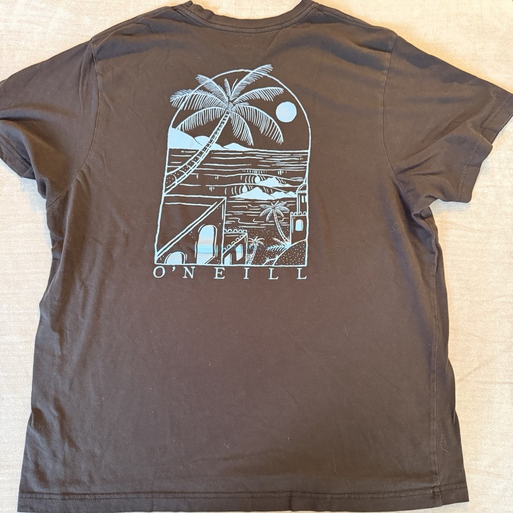 O'Neill Surf Co Shirt Mens XXL Black Palm Tree Beach Graphic Tee Coastal
